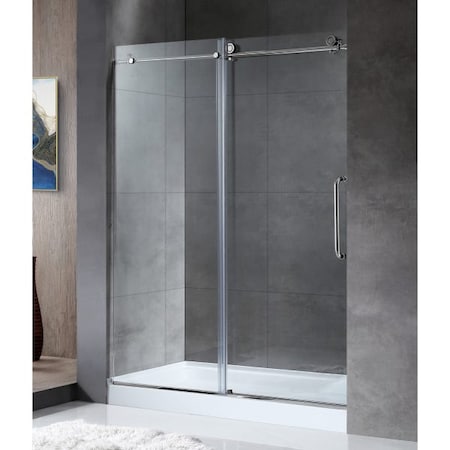Anzzi Leon 48" by 76" Frameless Sliding Shower Door in Chrome with Handle SD-AZ8077-01CH